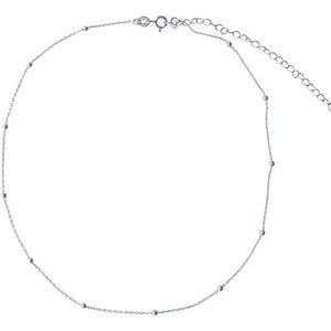 Amkaka Minimalist Sterling Silver Choker Necklace Thin Bead Ball Necklace